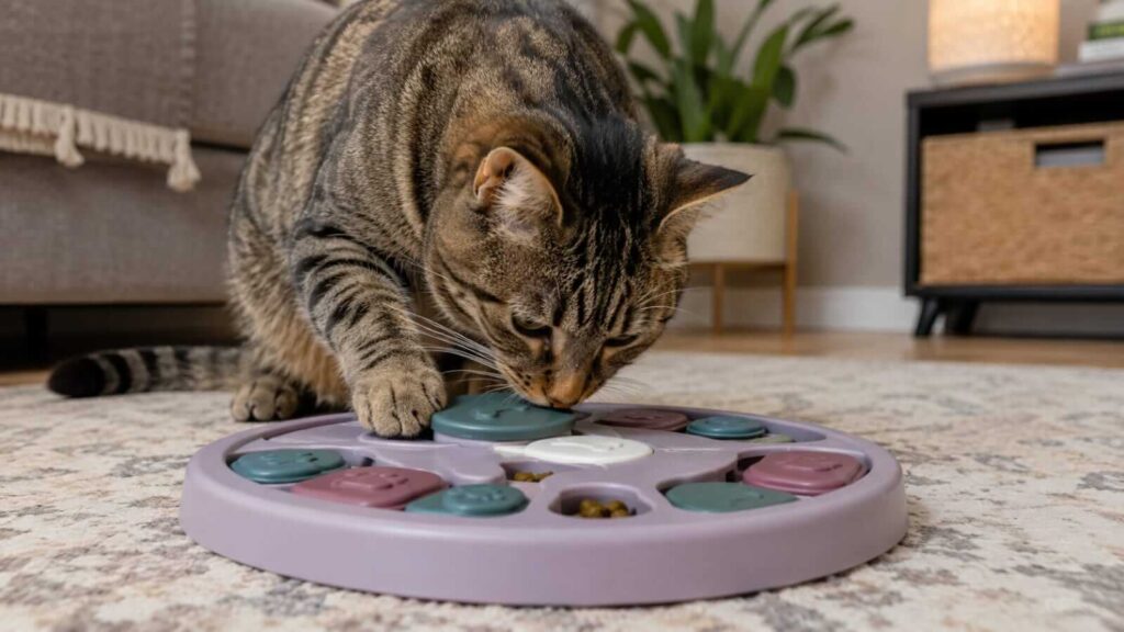 preventing boredom in indoor
cats mental stimulation ideas
puzzle feeder and enrichment