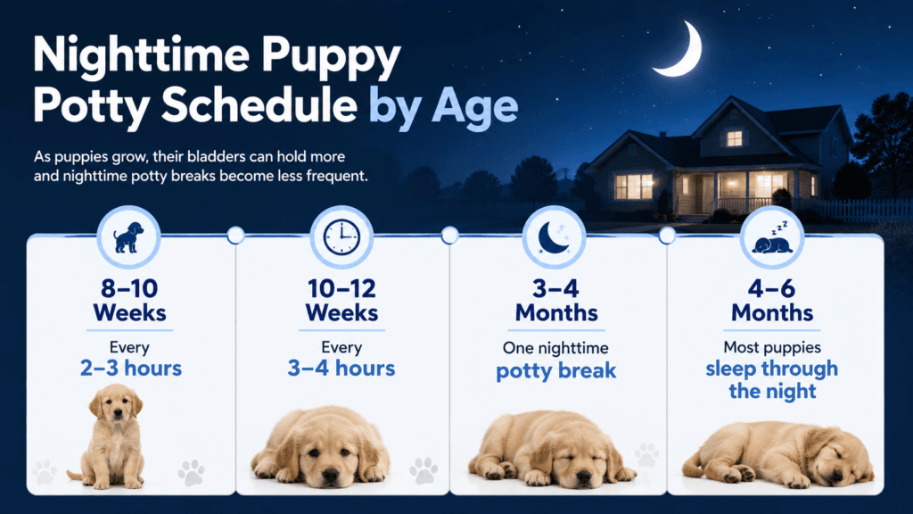 Puppy nighttime potty schedule by age