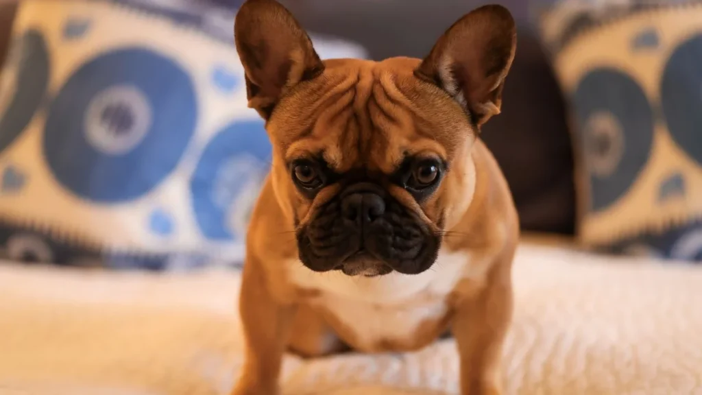 Apartment dog breed French Bulldog resting indoors