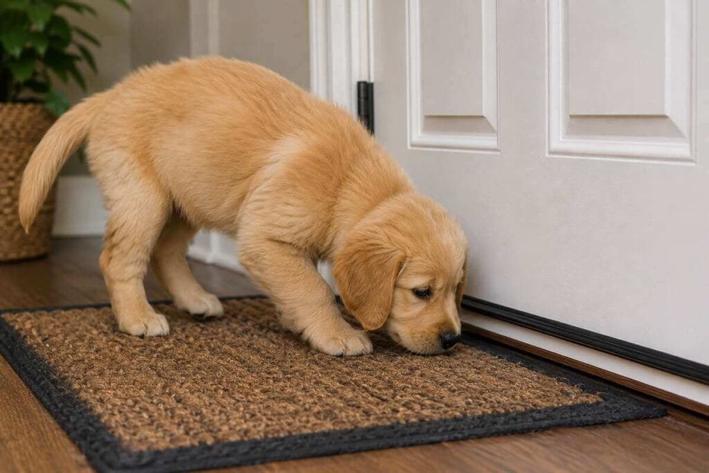 Common puppy potty training signals before an accident