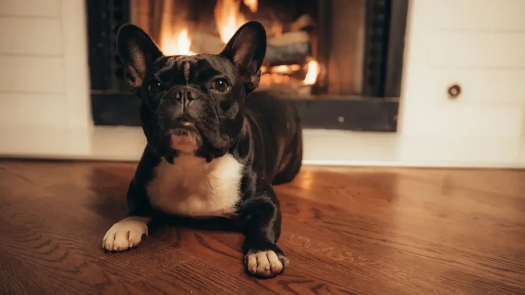 Low maintenance French Bulldog relaxing indoors