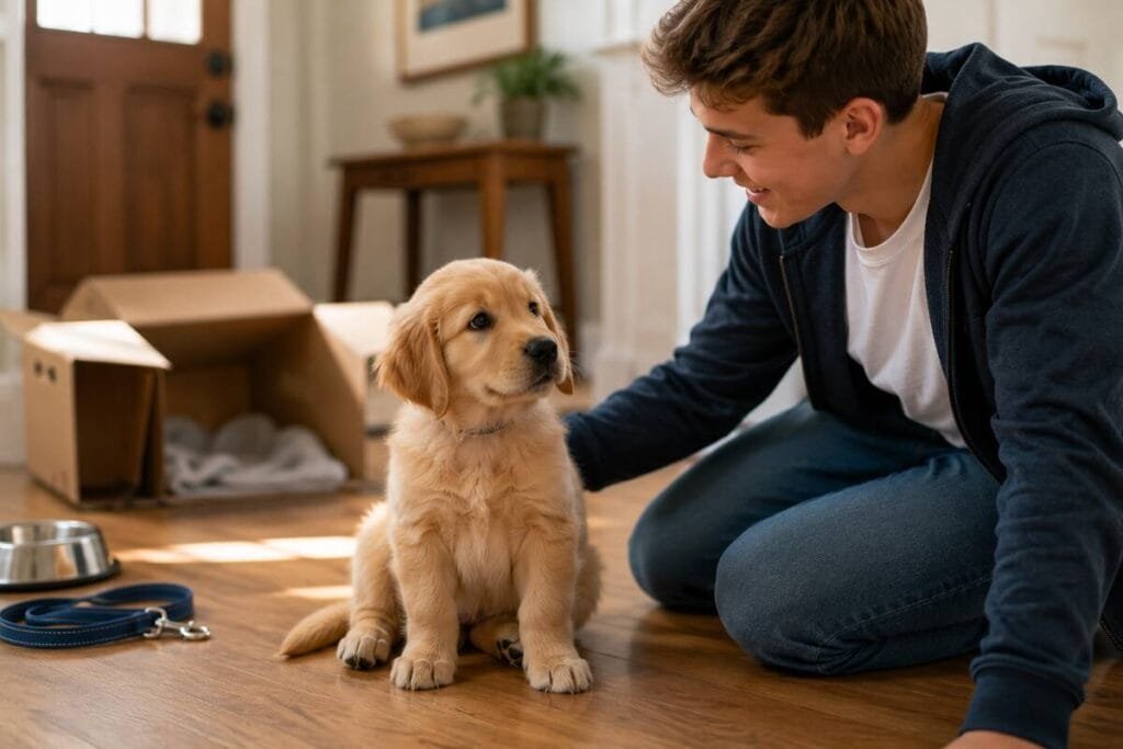 8 week old puppy on first day home