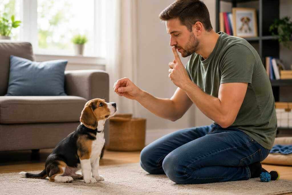 beagle puppy quiet cue training