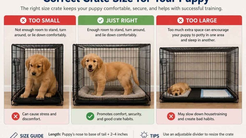 Correct puppy crate size comparison chart