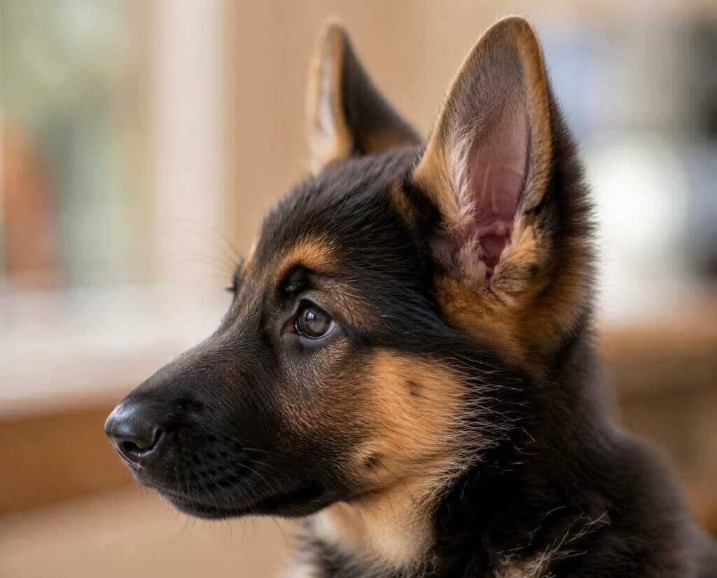 german shepherd puppy ear shape