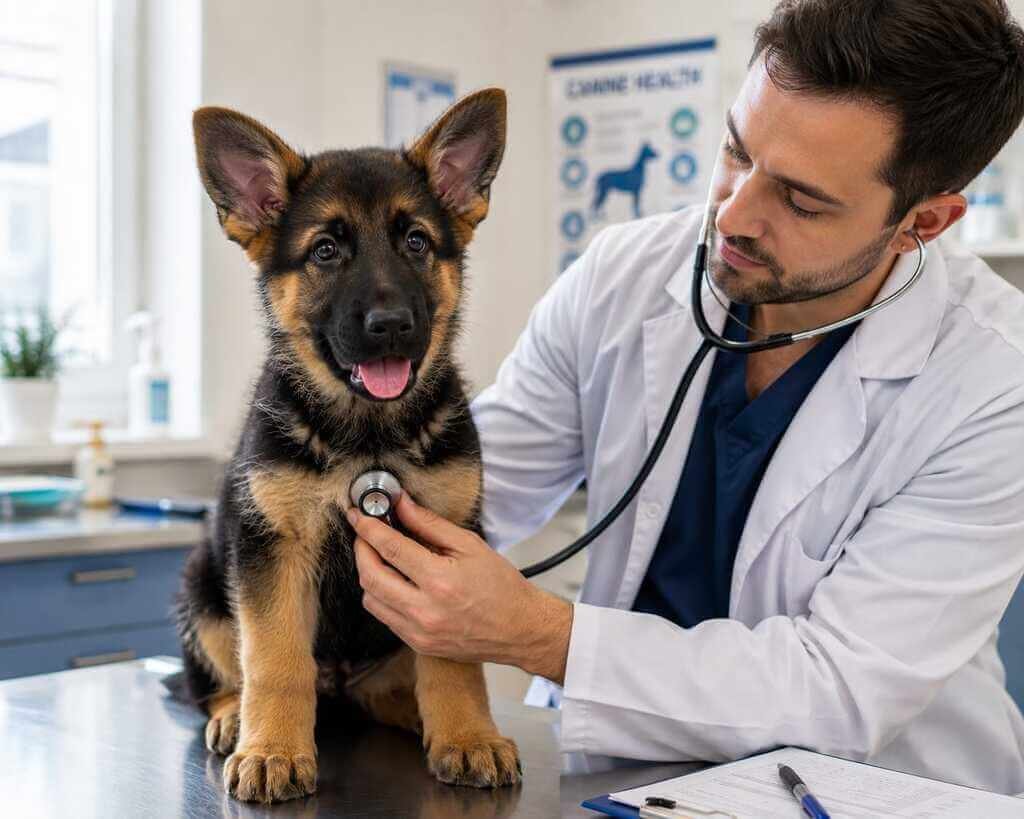 german shepherd puppy vet checkup