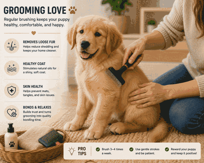 golden retriever puppy brushing routine