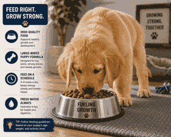 golden retriever puppy feeding