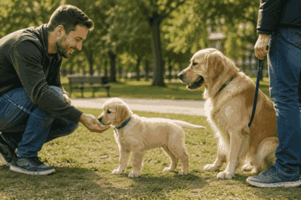 puppy meeting new people