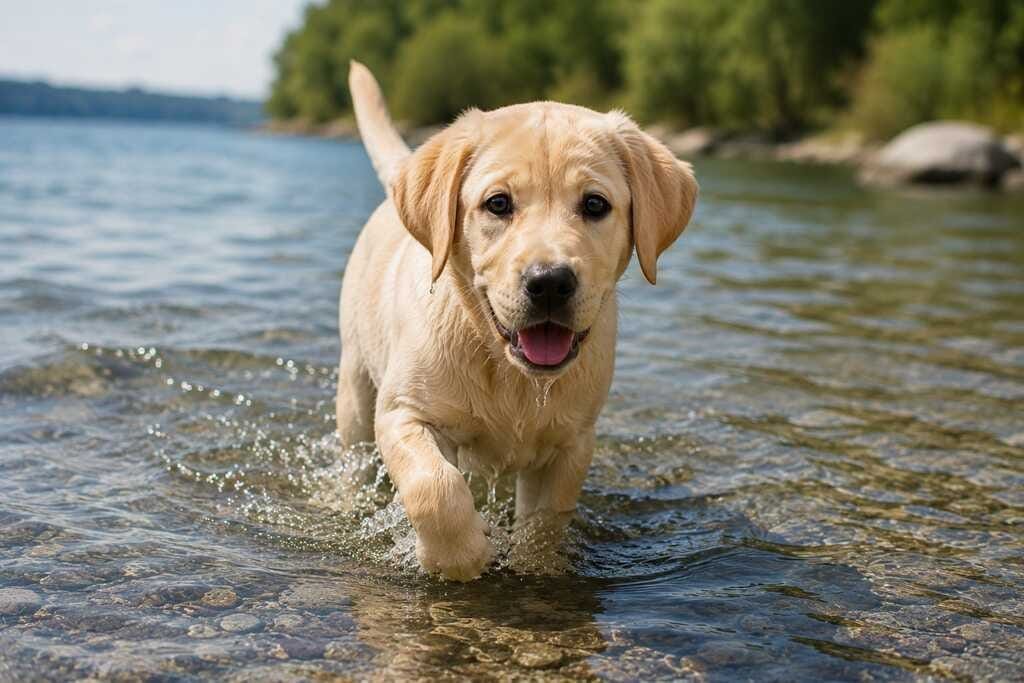 labrador puppy swimming exercise