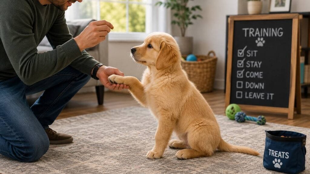 Positive reinforcement training for fearful puppies