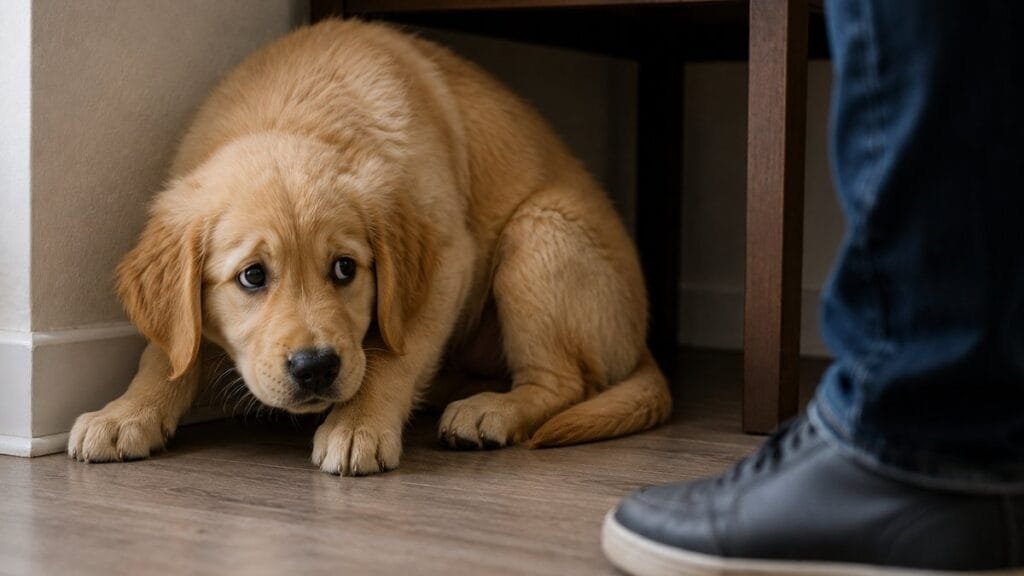 Fearful puppy body language signs