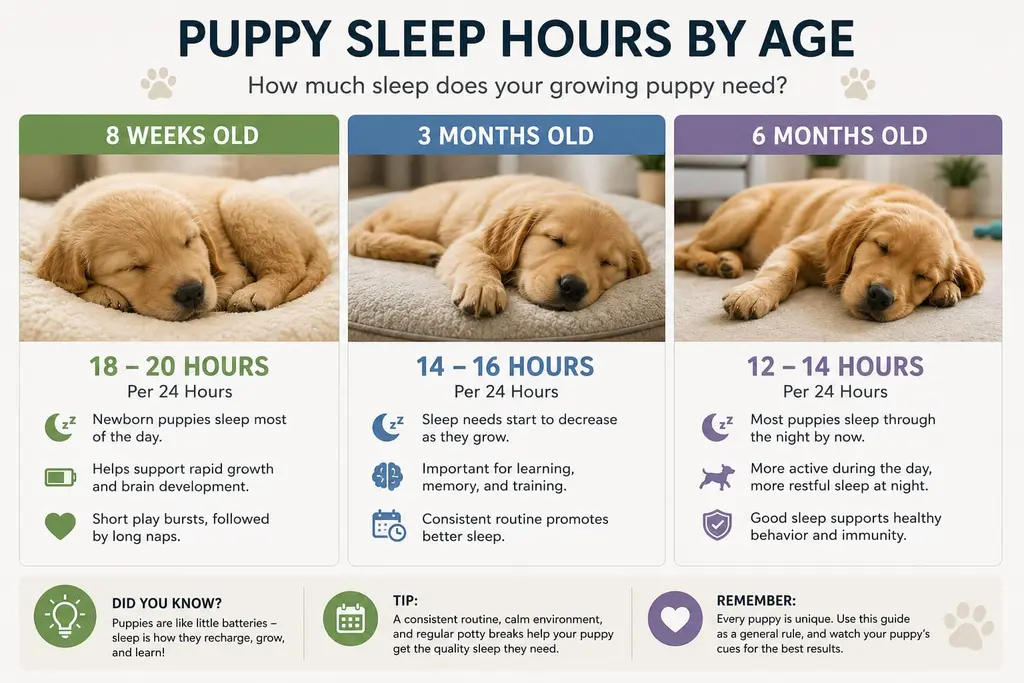 Puppy sleep hours by age comparison