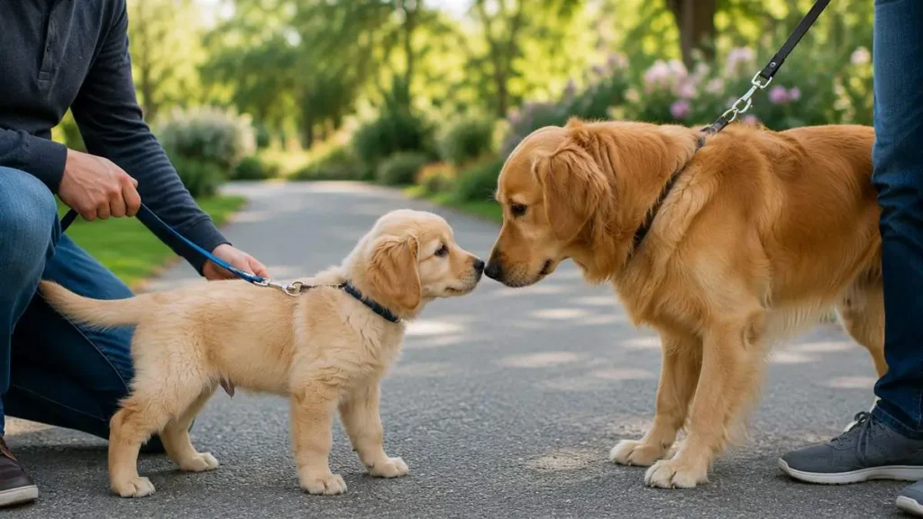 socializing puppy with other dogs