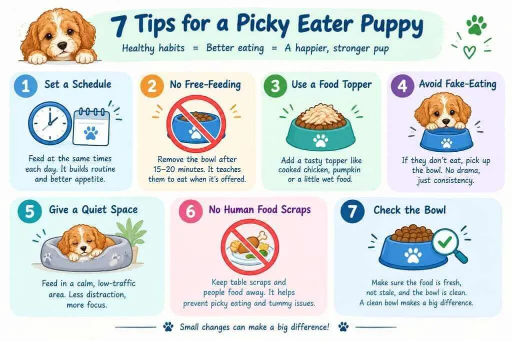 7 tips picky puppy eating kibble