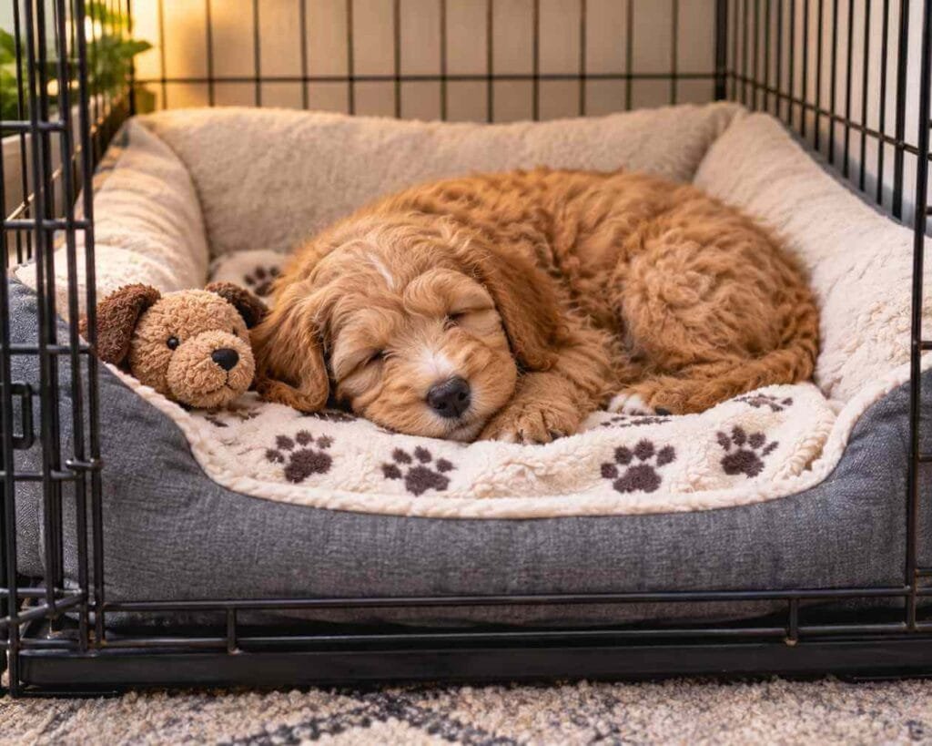 cockapoo puppy crate alone time