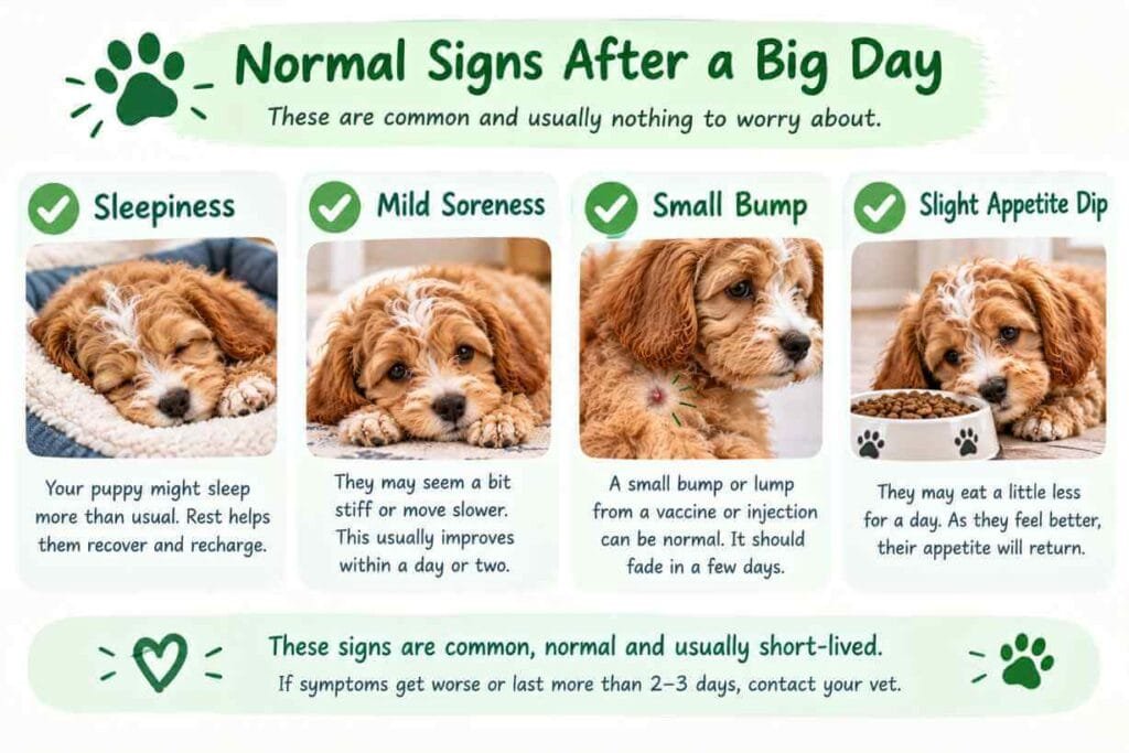 normal signs after puppy vaccine